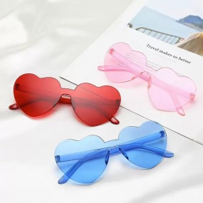 Randlose Herz-Sonnenbrille mit farbigen Gläsern bedruck...